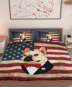 French Bulldog American Flag Bedding Set