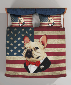 French Bulldog American Flag Bedding Set