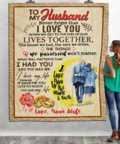 From Wife To My Husband Never Forget That I Love You To The Moon And Back Fleece Blanket, Mink Sherpa Blanket