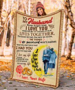 From Wife To My Husband Never Forget That I Love You To The Moon And Back Fleece Blanket, Mink Sherpa Blanket