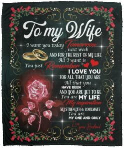 To My Wife I Want You Today Tomorrow Next Week And for The Rest of My Life Rose Fleece Blanket