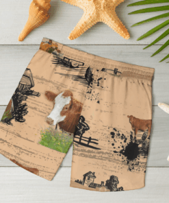 Guernsey Cattle Loves Hawaiian Shirts, Beach Short