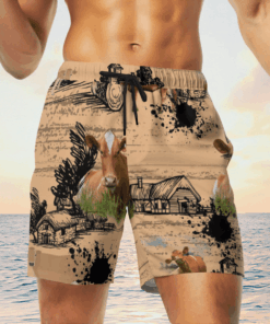 Guernsey Cattle Loves Hawaiian Shirts, Beach Short