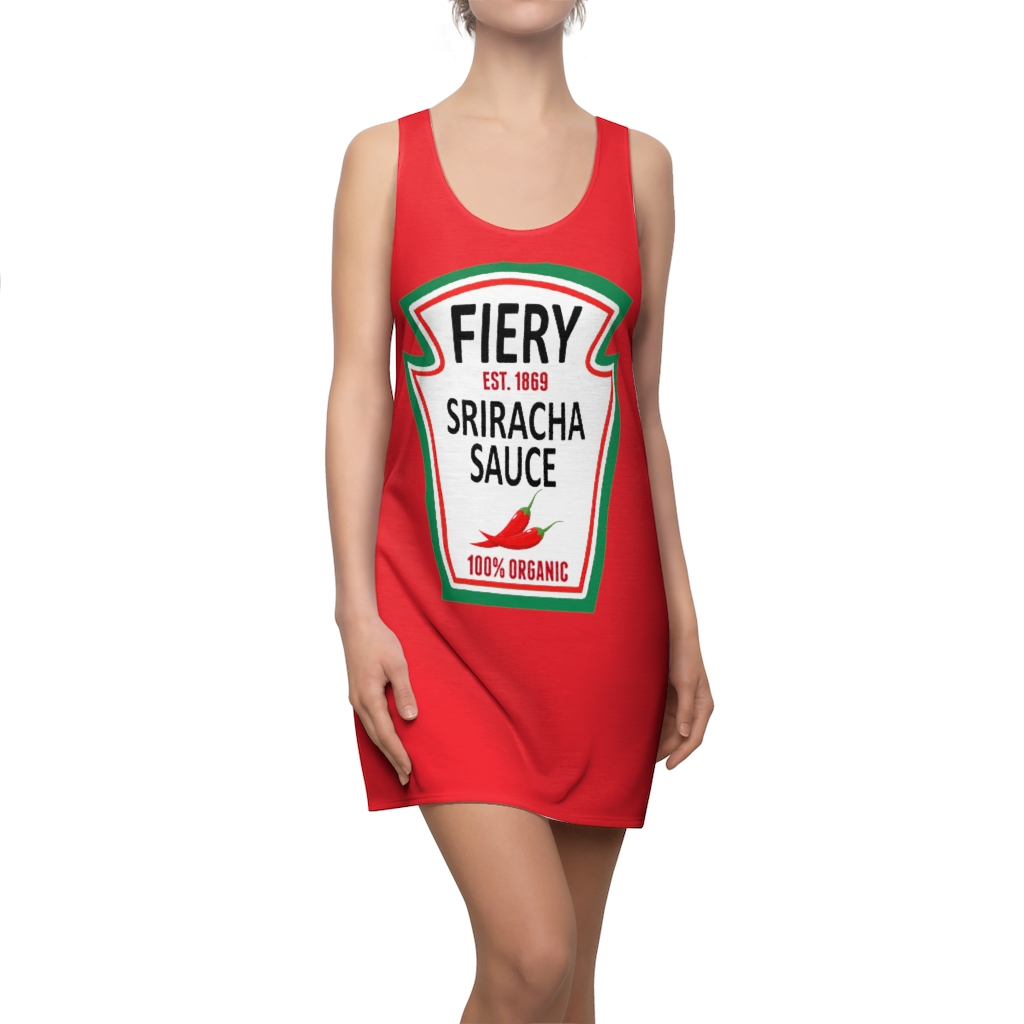 43001-10.jpg Fiery Sriracha Sauce Halloween Costume Dress Women’s Cut And Sew Racerback