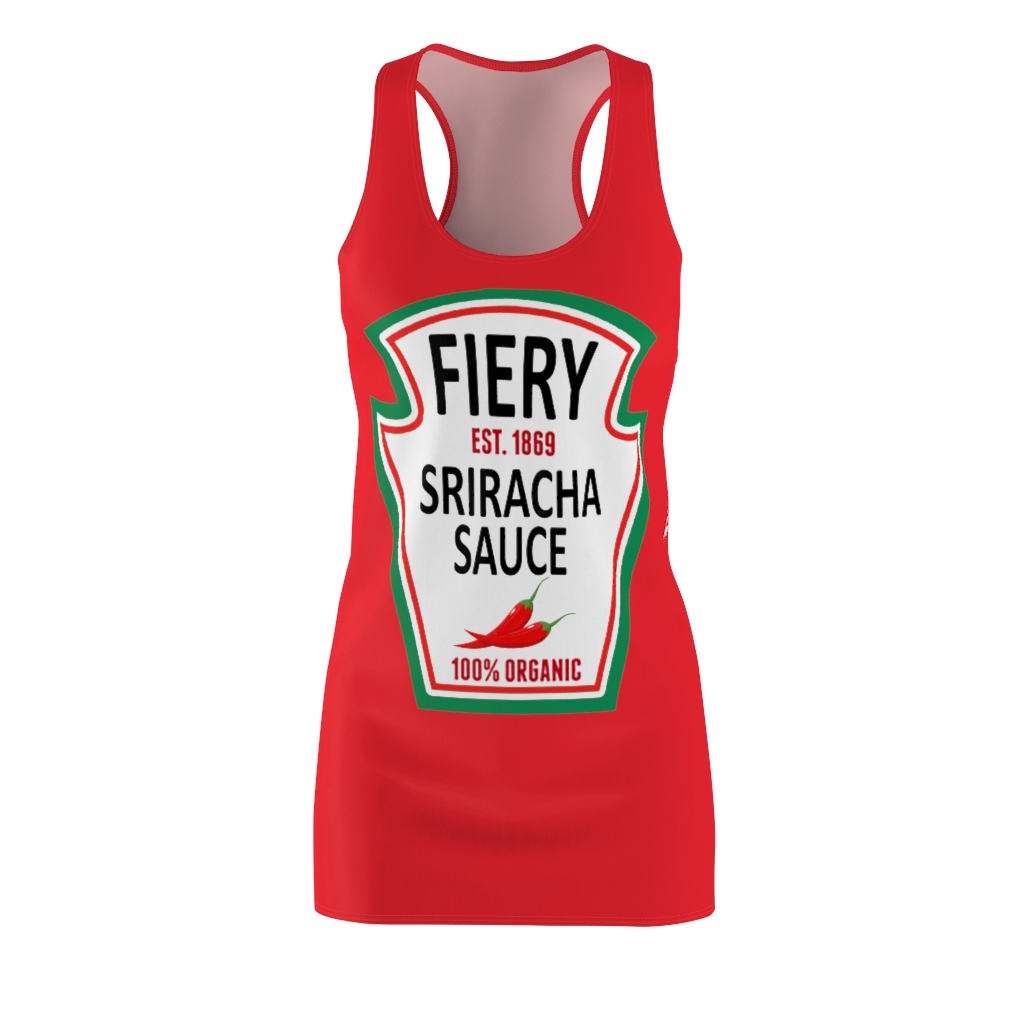 43001-11.jpg Fiery Sriracha Sauce Halloween Costume Dress Women’s Cut And Sew Racerback