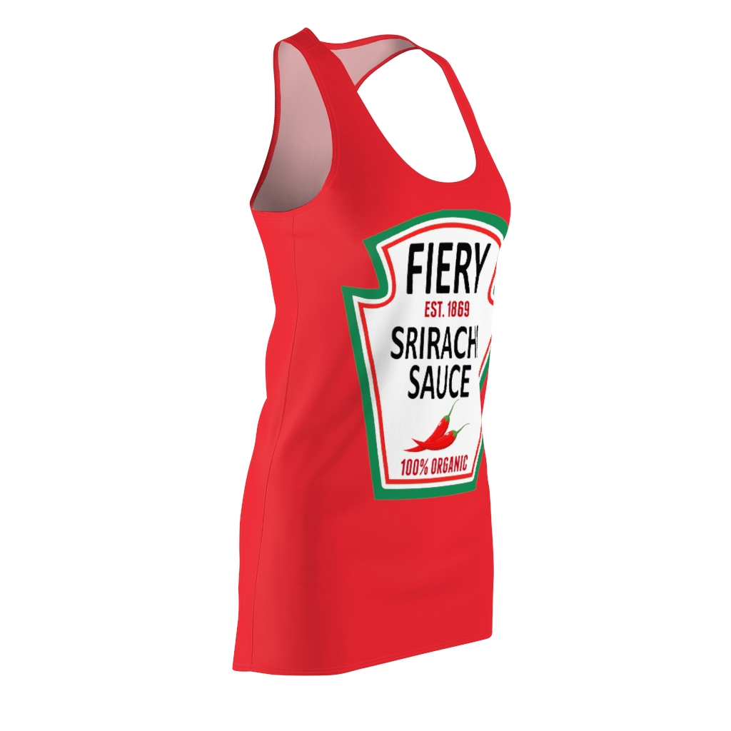 43001-12.jpg Fiery Sriracha Sauce Halloween Costume Dress Women’s Cut And Sew Racerback