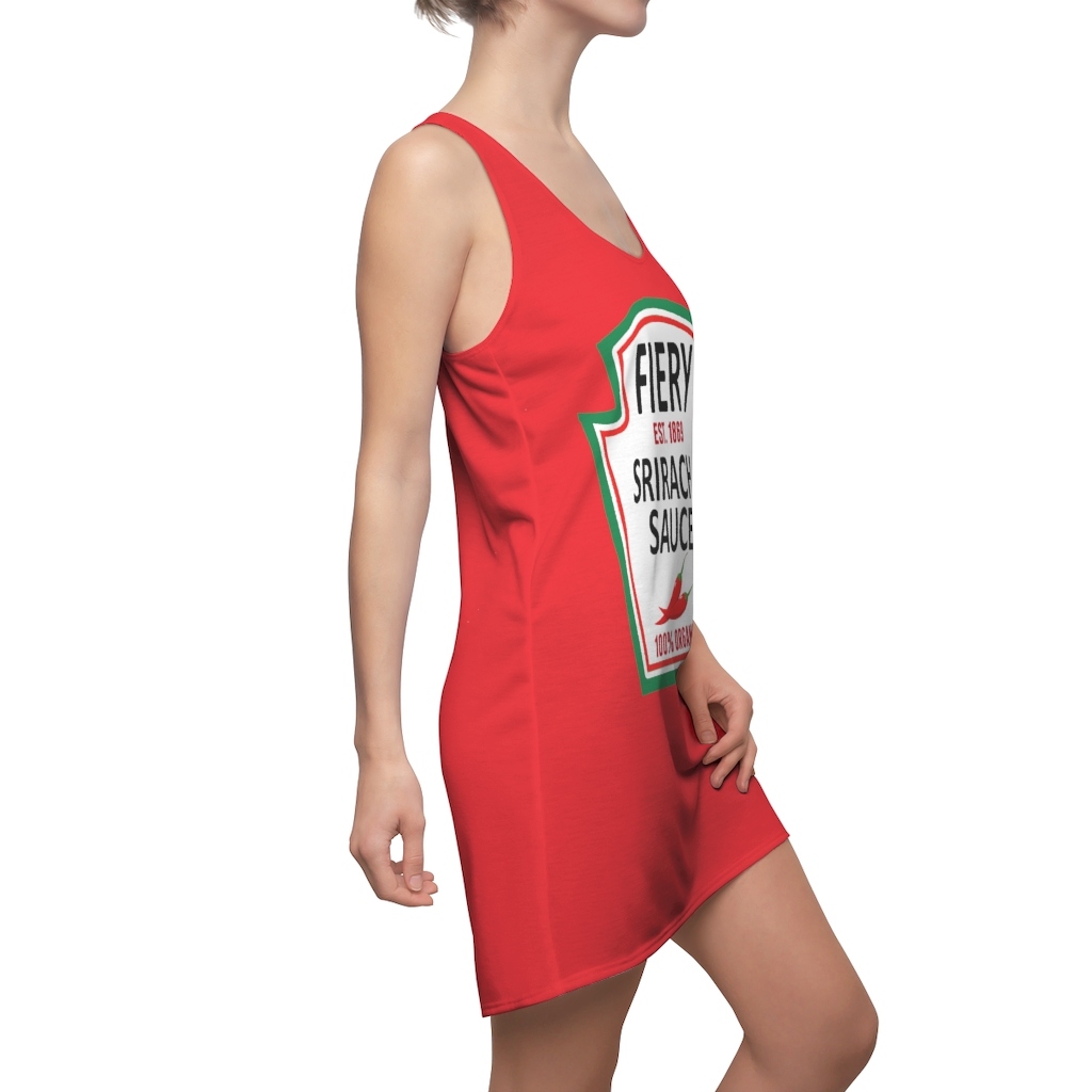 43001-14.jpg Fiery Sriracha Sauce Halloween Costume Dress Women’s Cut And Sew Racerback