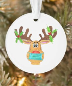 Rudolph the Face Masked Reindeer Circle Ornament