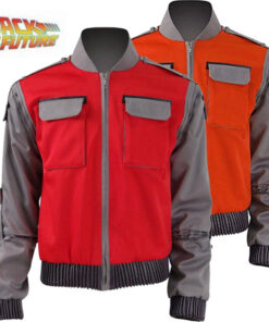 Back to The Future Marty McFly Costume High quality cosplay Orange Red Outwear Coat 1