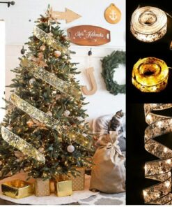 Christmas Lights Ribbon Merry christmas Decorations For Home 2021 Christmas Ornaments Xmas Tree Decor