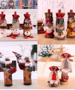Christmas Wine Bottle Cover Merry Christmas Decorations For Home 2021 Natal Christmas Ornaments 6