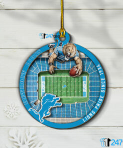 Detroit Lions 3D NFL Stadium Christmas Wood Ornament 1