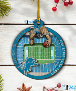 Detroit Lions 3D NFL Stadium Christmas Wood Ornament