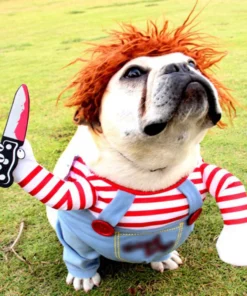 Funny Dog Clothes Dogs Cosplay Costume Halloween Comical Outfits Holding a Knife Set Pet Cat Dog Festival Party Clothing 2