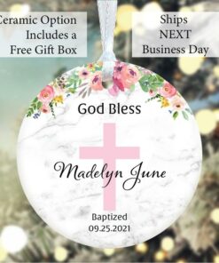Girl Personalized Cross God Bless Porcelain Ornament 1 1