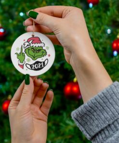 Grinch Giving the Finger Merry Fucking Christmas 2021 ornament 1
