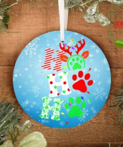 Ho Ho Ho Dog Paw Christmas 2021 ornament 1