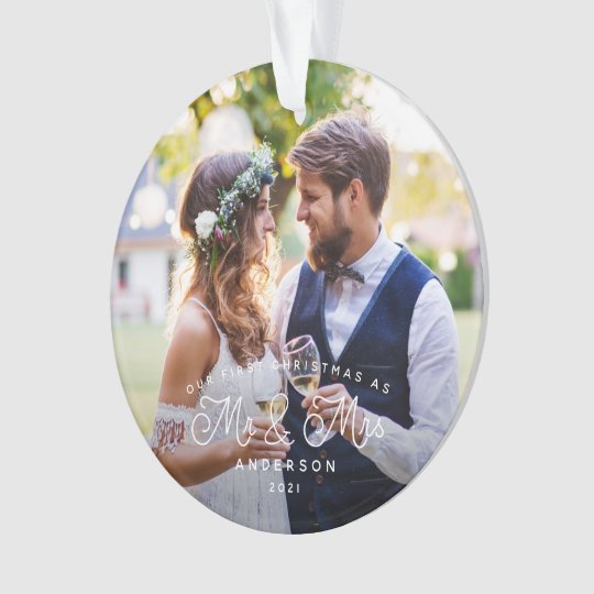 Personalized Our First Christmas Mr and Mrs Wedding Photo Ornament 1 Personalized Our First Christmas Mr and Mrs Wedding Photo Ornament 1