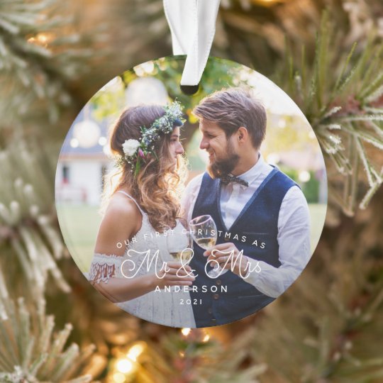 Personalized Our First Christmas Mr and Mrs Wedding Photo Ornament Personalized Our First Christmas Mr and Mrs Wedding Photo Ornament