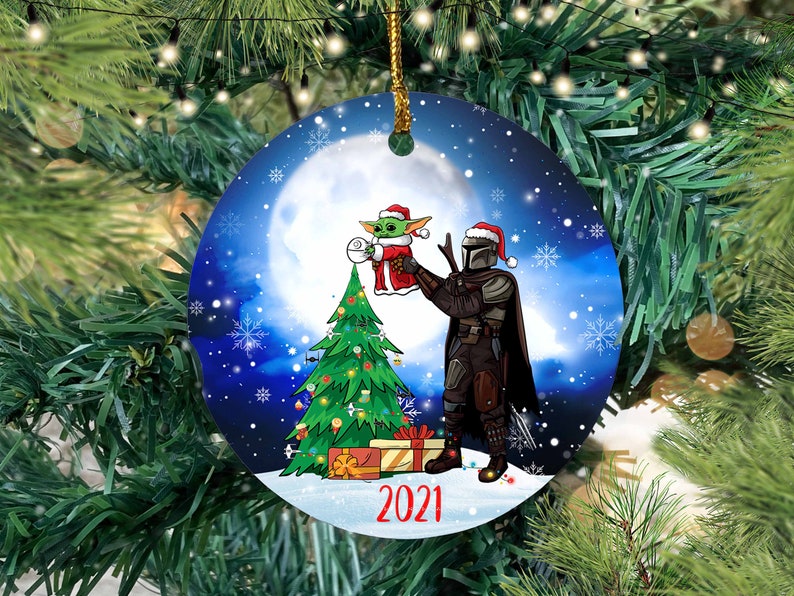 The Mandalorian baby yoda Christmas ornament 1 The Mandalorian baby yoda Christmas ornament 1