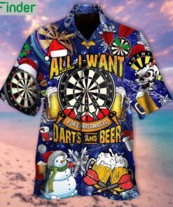 All i want for christmas is darts and beer hawaiian shirt 1
