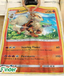 Arcanine Pokemon Trading Card Fleece Blanket 1