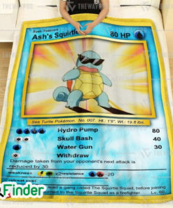 Ashs Squirtle Pokemon Trading Card Fleece Blanket 1