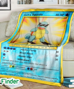 Ashs Squirtle Pokemon Trading Card Fleece Blanket