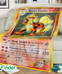 Blaines Arcanine Trading Card Fleece Blanket