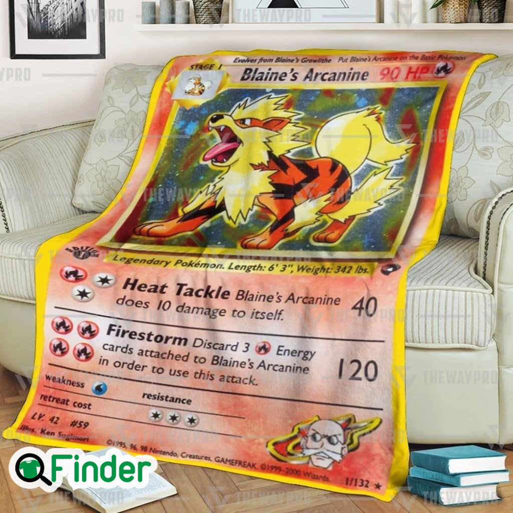 Blaines Arcanine Trading Card Fleece Blanket Blaines Arcanine Trading Card Fleece Blanket