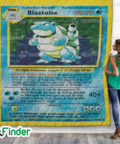 Blastoise Pokemon Trading Card Quilt Blanket