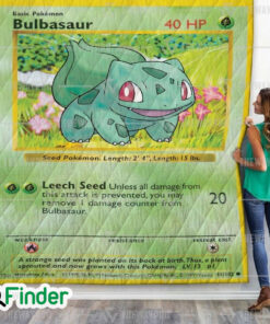 Bulbasaur Pokemon Trading Card Quilt Blanket