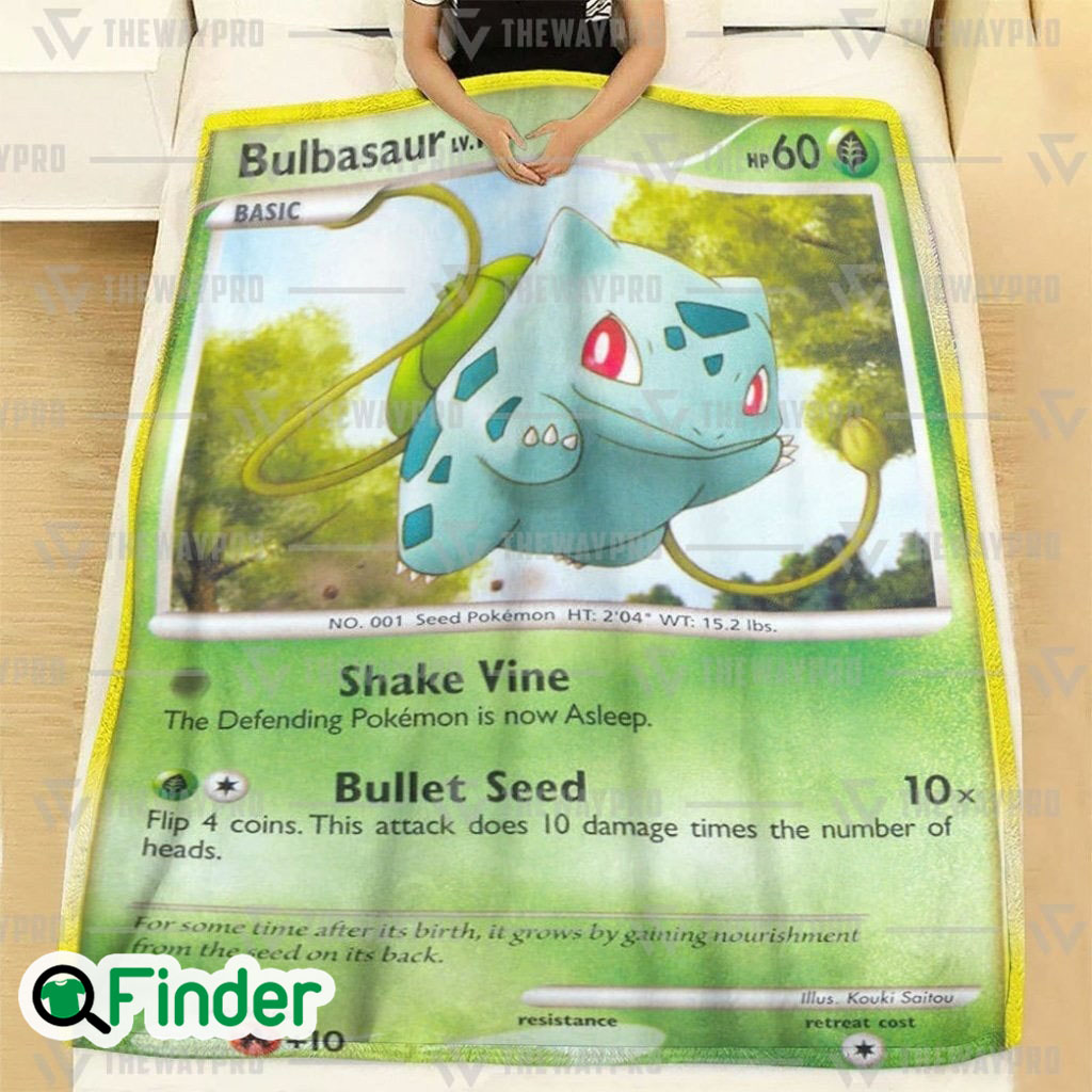 Bulbasaur Secret Wonders Pokemon Trading Card Fleece Blanket 1 Bulbasaur Secret Wonders Pokemon Trading Card Fleece Blanket 1