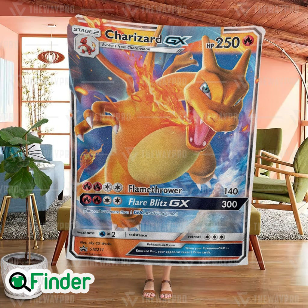 Charizard GX Sun Moon Promos Pokemon Trading Card Fleece Blanket 1 Charizard GX Sun Moon Promos Pokemon Trading Card Fleece Blanket 1