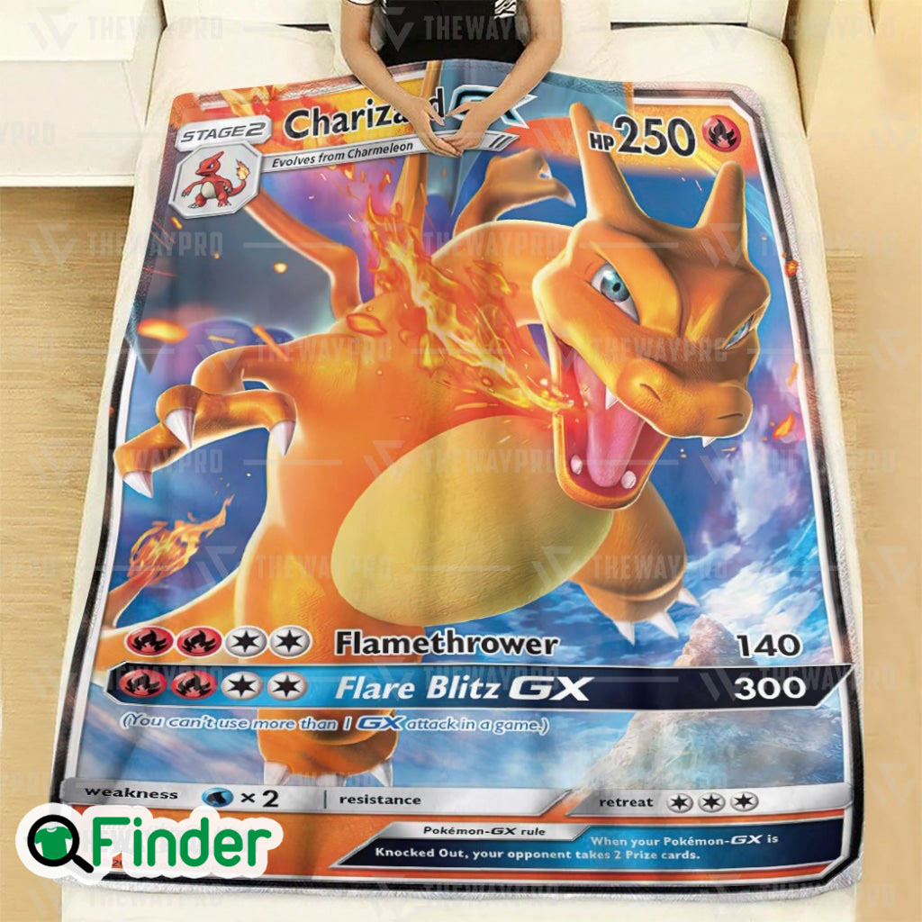 Charizard GX Sun Moon Promos Pokemon Trading Card Fleece Blanket 2 Charizard GX Sun Moon Promos Pokemon Trading Card Fleece Blanket 2