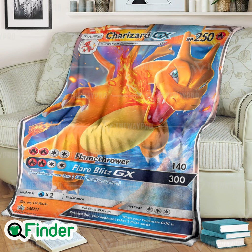 Charizard GX Sun Moon Promos Pokemon Trading Card Fleece Blanket Charizard GX Sun Moon Promos Pokemon Trading Card Fleece Blanket