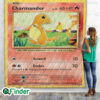 Charmander Pokemon Trading Card Quilt Blanket