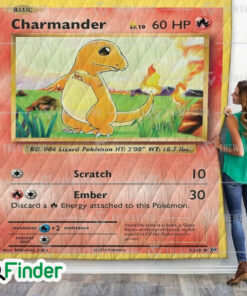Charmander Pokemon Trading Card Quilt Blanket
