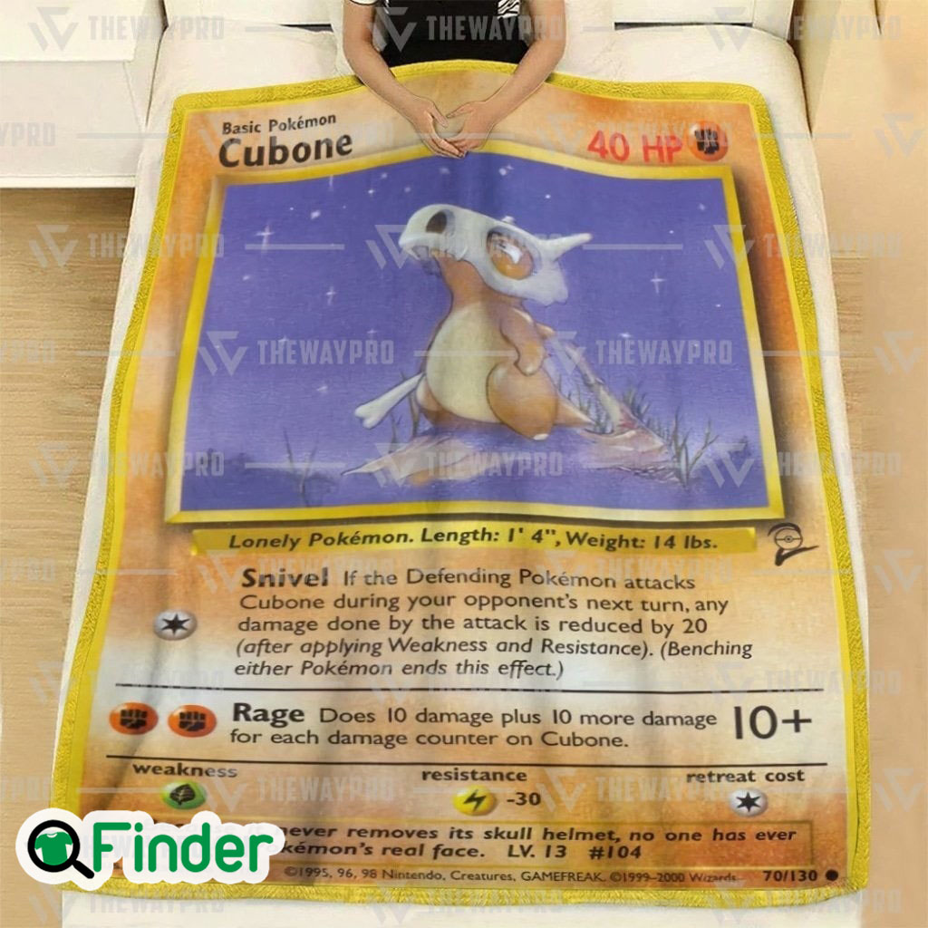 Cubone Pokemon Trading Card Fleece Blanket 1 Cubone Pokemon Trading Card Fleece Blanket 1