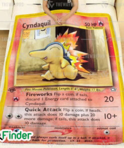 Cyndaquil 1st Edition Fireworks Pokemon Trading Card Fleece Blanket 1