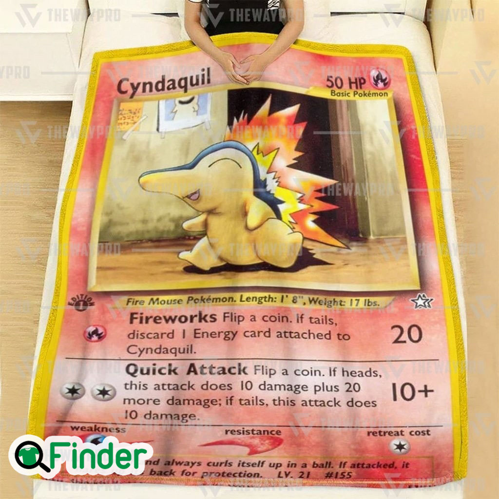 Cyndaquil 1st Edition Fireworks Pokemon Trading Card Fleece Blanket 1 Cyndaquil 1st Edition Fireworks Pokemon Trading Card Fleece Blanket 1