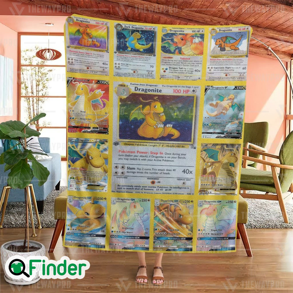 Dragonite Pokemon Trading Card Fleece Blanket 1 Dragonite Pokemon Trading Card Fleece Blanket 1