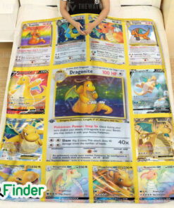 Dragonite Pokemon Trading Card Fleece Blanket 2