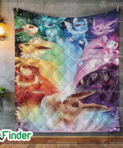 Eevee Evolutions Rainbow Custom Quilt Blanket 1