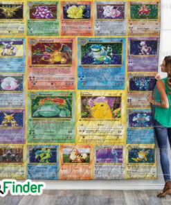Gen 1 Pokemon Trading Card Quilt Blanket