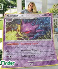 Gengar Pokemon Trading Card Quilt Blanket 1