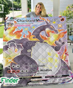 Gigantamax Charizard Shiny Pokemon Trading Card Quilt Blanket 1