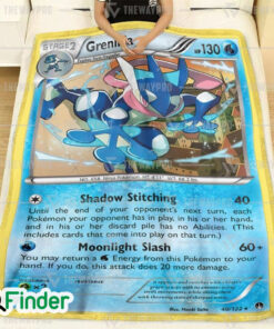Greninja Pokemon Trading Card Fleece Blanket 1