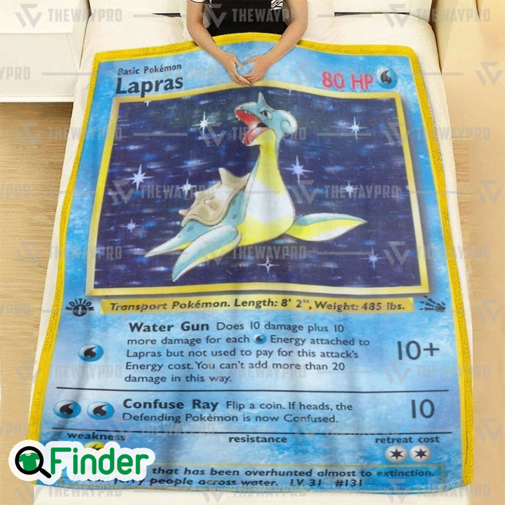 Lapras Holo 1st Edition Pokemon Trading Card Fleece Blanket 2 Lapras Holo 1st Edition Pokemon Trading Card Fleece Blanket 2