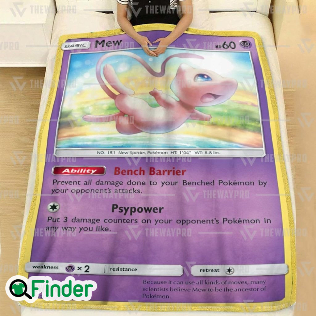 Mew Pokemon Trading Card Fleece Blanket 1 Mew Pokemon Trading Card Fleece Blanket 1
